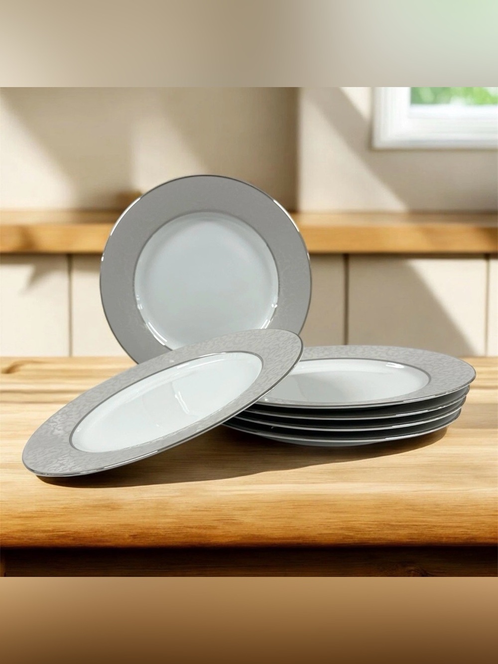 Set of 6 Mikasa Parchment L3438 Dinner Plates 10.5” Fine China Thailand